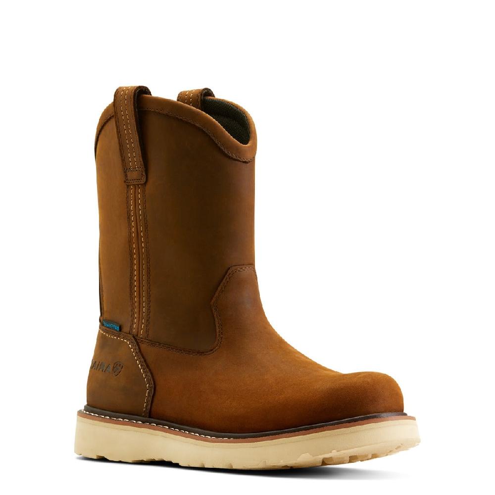 le bos Ariat Distressed Brown Rebar Wedge Pull-On H2O Work Boots 10053612