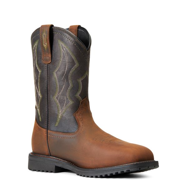 Le Bos Ariat Distressed Brown RigTek 11 Inch Wide Square Toe Waterproof Composite Toe Mens Work Boot 10034156