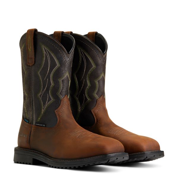 Le Bos Ariat Distressed Brown RigTek 11 Inch Wide Square Toe Waterproof Composite Toe Mens Work Boot 10034156