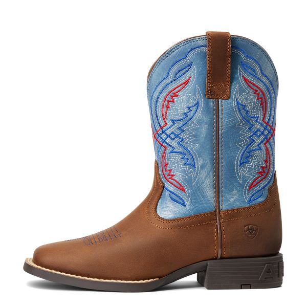 Le Bos Ariat Distressed Brown/Stone Blue Double Kicker Kids' Western Boots 10040247