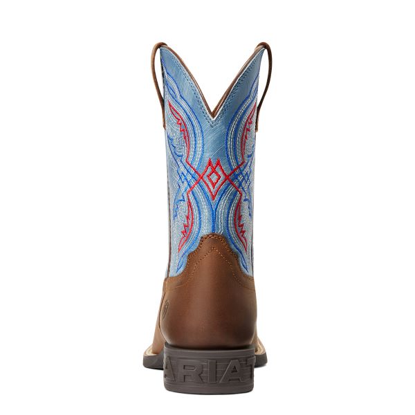 Le Bos Ariat Distressed Brown/Stone Blue Double Kicker Kids' Western Boots 10040247