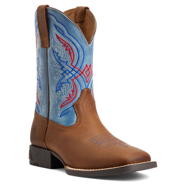 le bos Ariat Distressed Brown/Stone Blue Double Kicker Kids' Western Boots 10040247