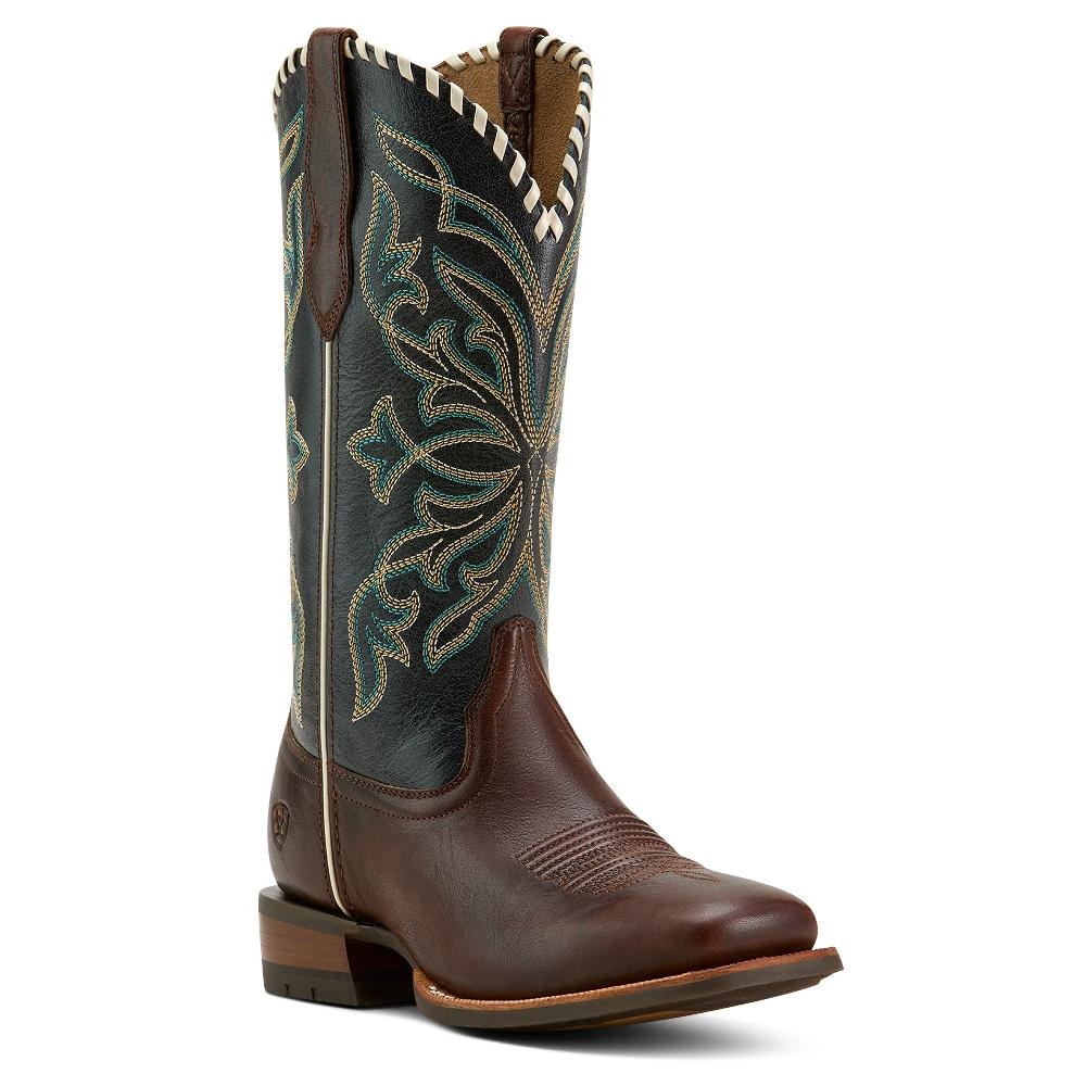 le bos Ariat Espresso/Textured Blue Showdown Women's 12 inch Shaft Height 10061146