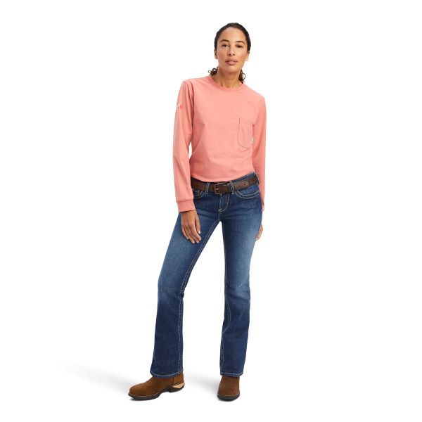 Le Bos Ariat Faded Rose FR Stretch Logo Women's Longsleeve T-Shirt 10041406