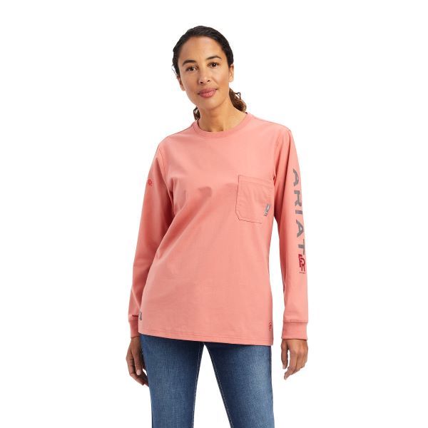 le bos Ariat Faded Rose FR Stretch Logo Women's Longsleeve T-Shirt 10041406