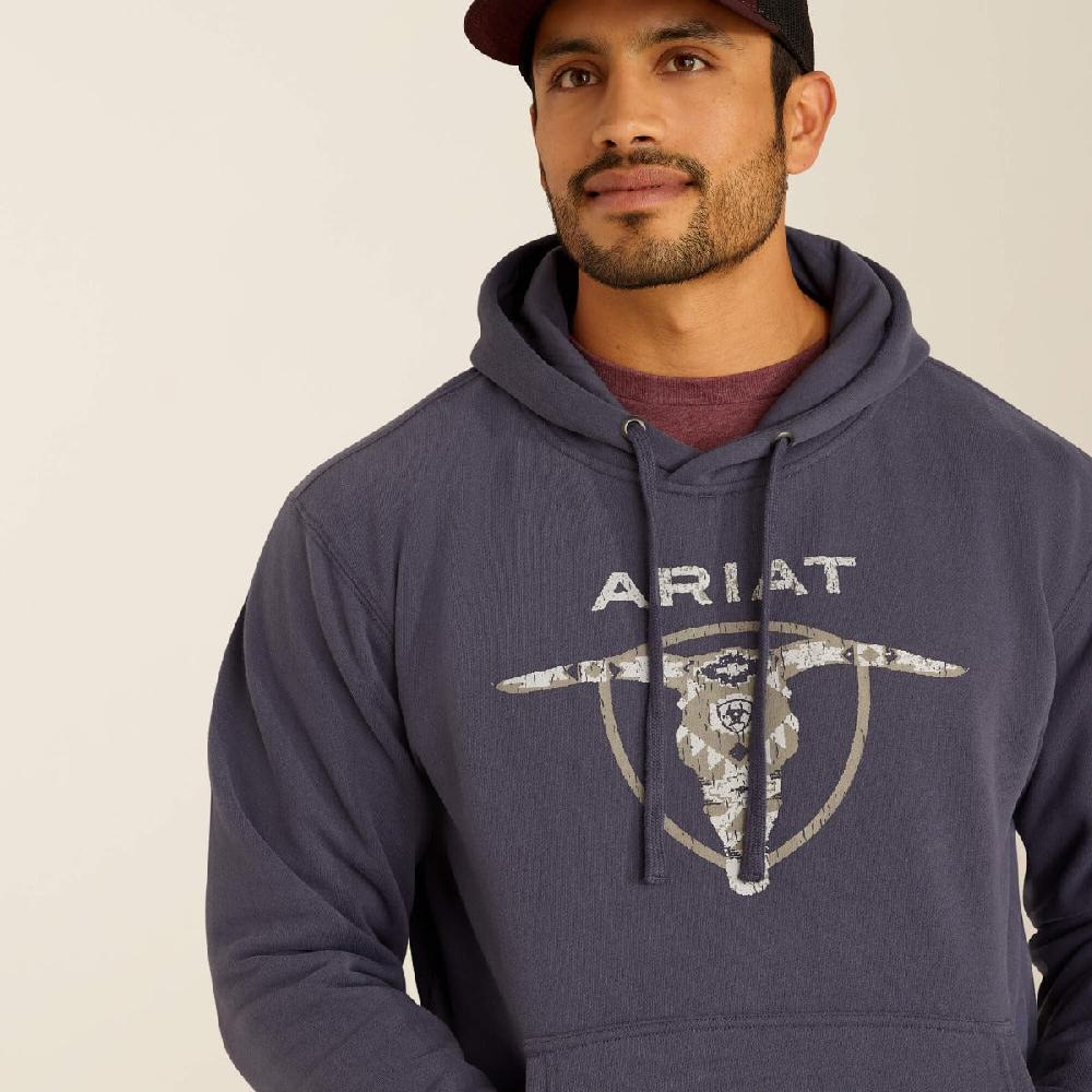 Le Bos Ariat Grey Southwestern Longhorn Men's Hoodie 10052004