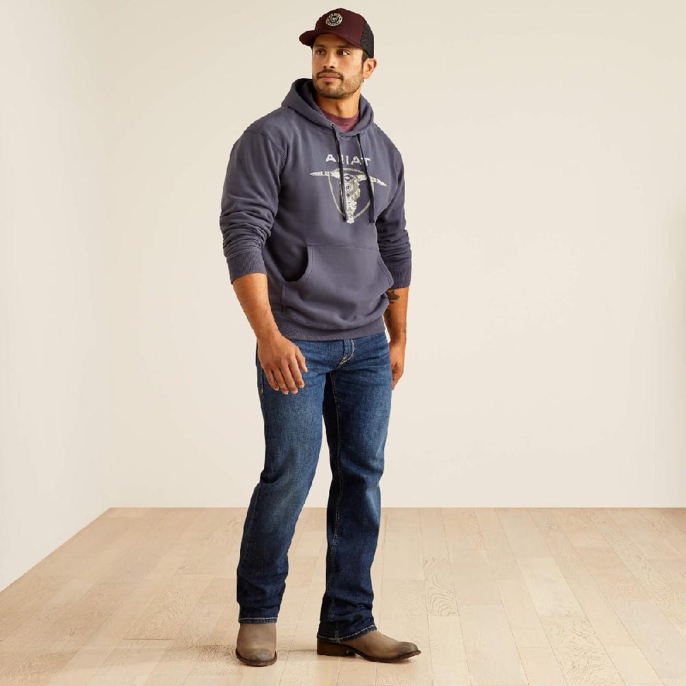 Le Bos Ariat Grey Southwestern Longhorn Men's Hoodie 10052004