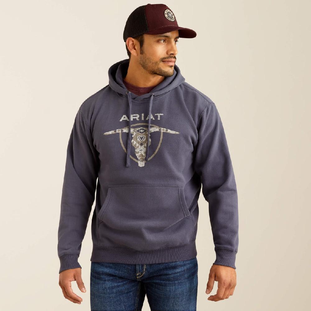 le bos Ariat Grey Southwestern Longhorn Men's Hoodie 10052004