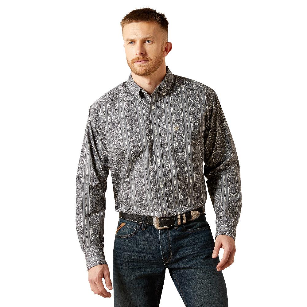 le bos Ariat Grey with Print Tatum Men's Collared Classic Fit Longsleeve Shirt 10065852