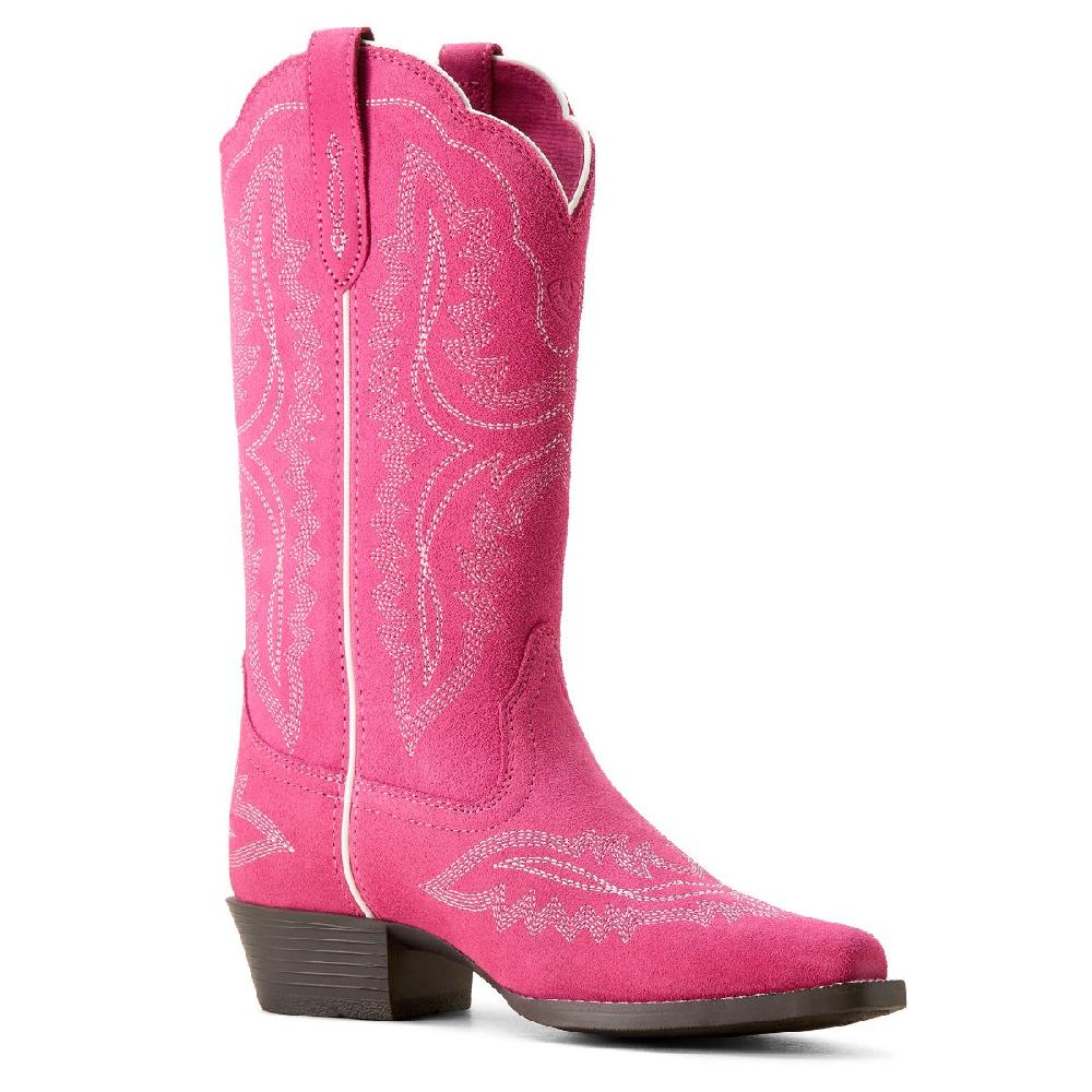 Le Bos Ariat Haute Pink Suede Casanova Girl's Snip Toe Western Boots 10053780