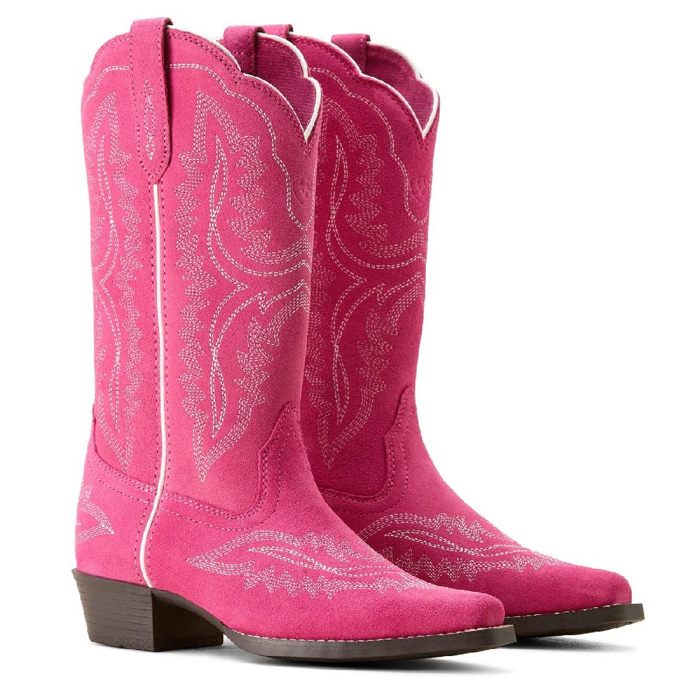 Le Bos Ariat Haute Pink Suede Casanova Girl's Snip Toe Western Boots 10053780