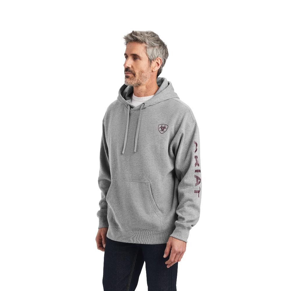le bos Ariat Heather Grey Logo Men's Hoodie 10040817
