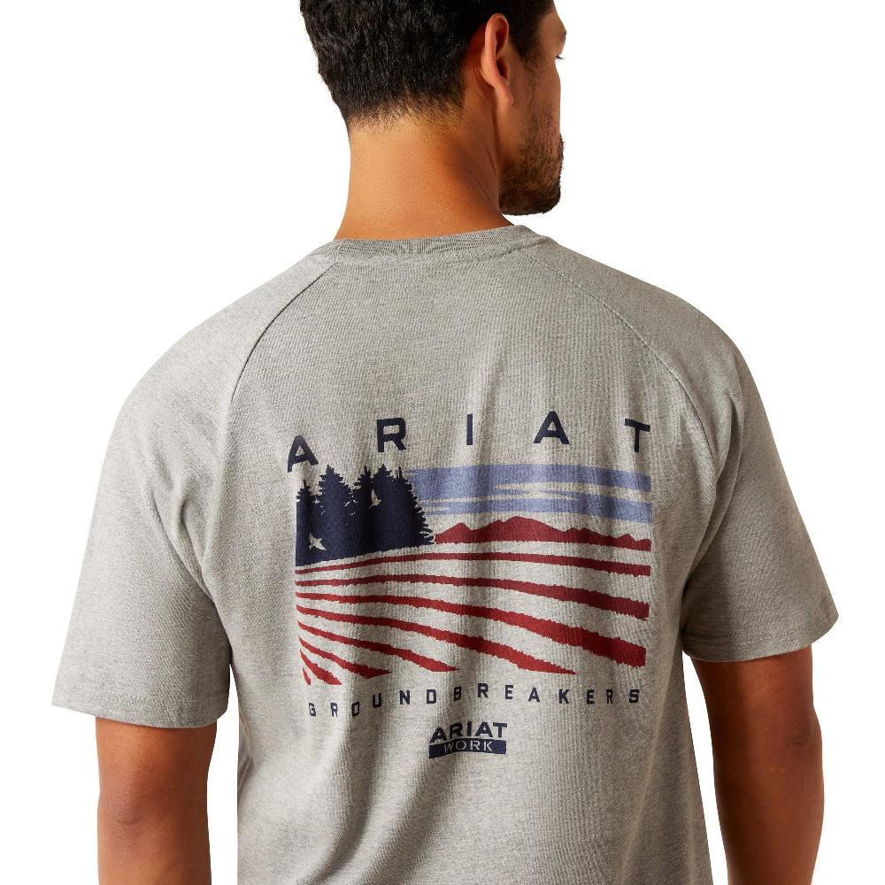le bos Ariat Heather Grey Rebar Cotton Strong Groundbreaker Men's T-Shirt 10054512