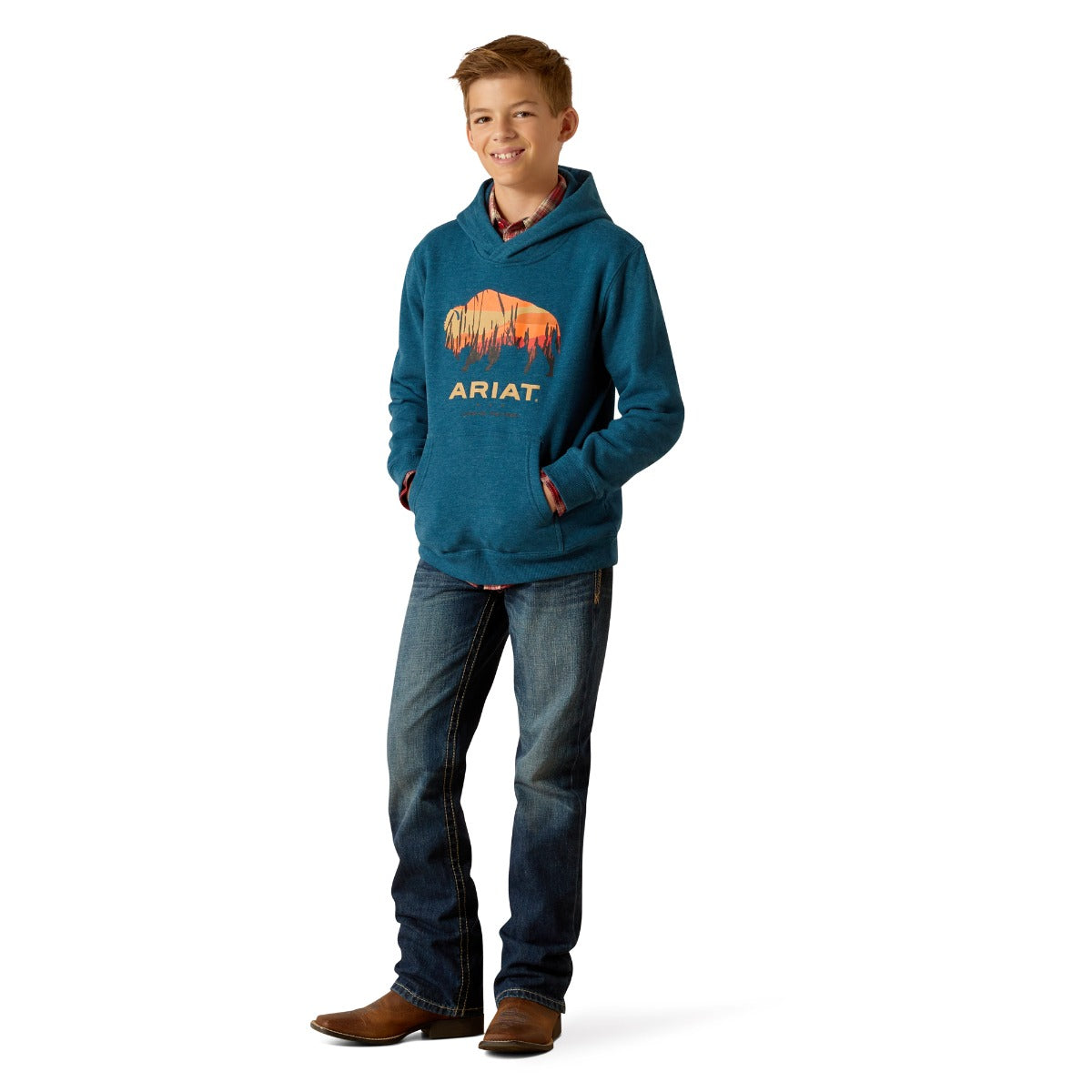 Le Bos Ariat Hydra Heather Bison Plains Kids Hoodie 10052394