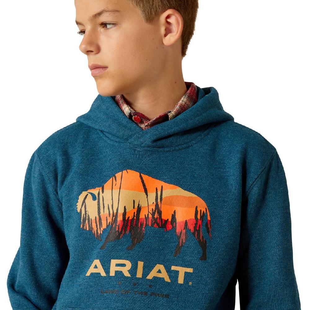 Le Bos Ariat Hydra Heather Bison Plains Kids Hoodie 10052394