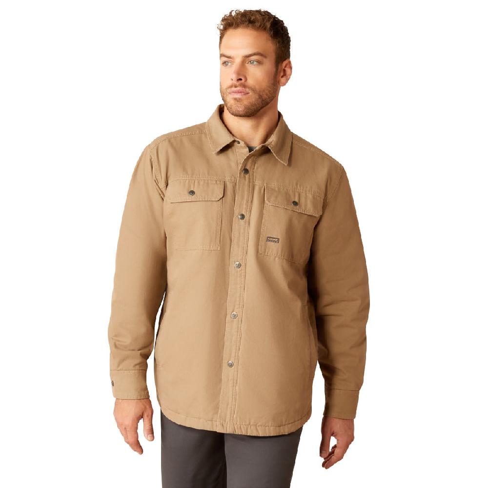 le bos Ariat Khaki Rebar Canvas Men's Collared Shirt Jacket 10052426