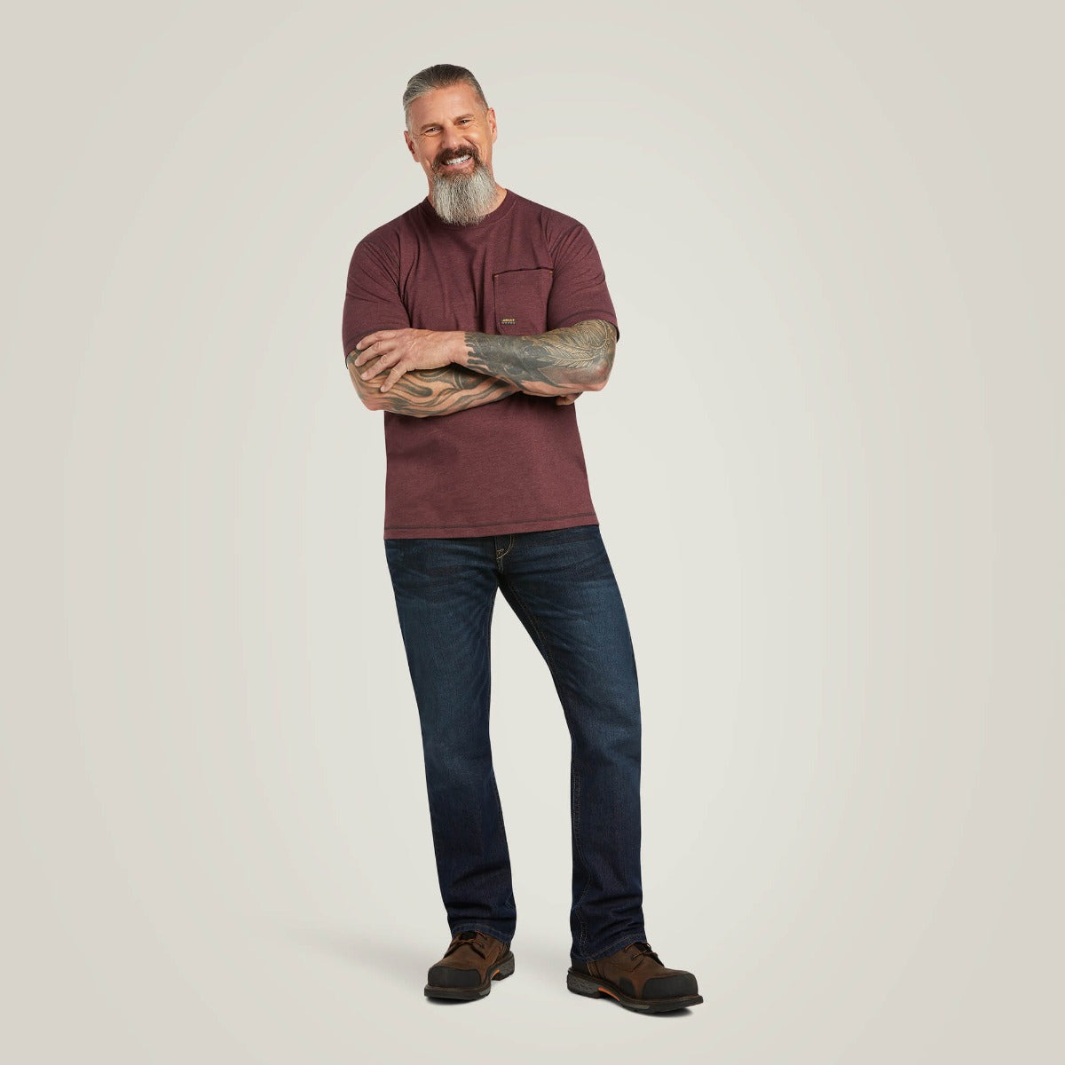 Le Bos Ariat Malbec Heather Rebar Workman Logo Men's Short Sleeve T-Shirt 10039487