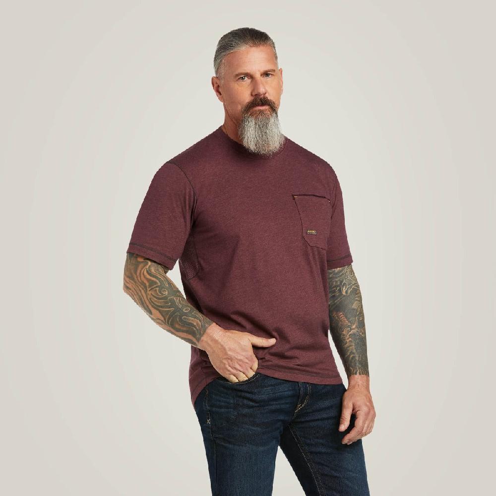 Le Bos Ariat Malbec Heather Rebar Workman Logo Men's Short Sleeve T-Shirt 10039487