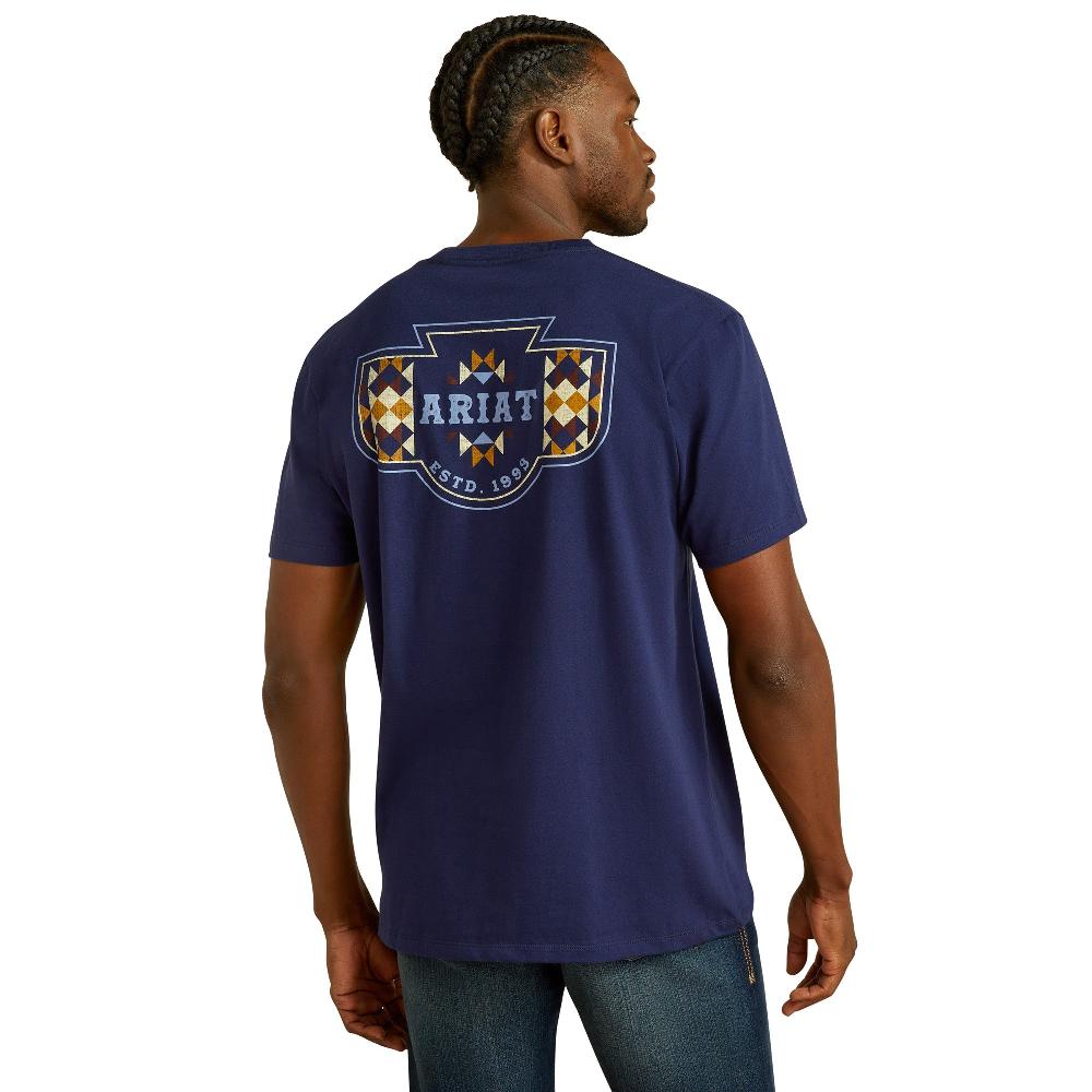 le bos Ariat Medieval Blue Woven West Men's Graphic T-Shirt 10062418