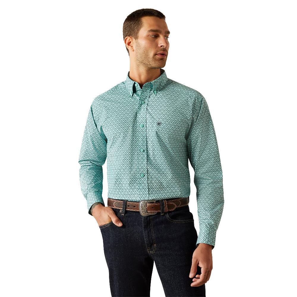 le bos Ariat Mint (with Print) Canyon Men's Collared Classic Fit Longsleeve Shirt 10054673