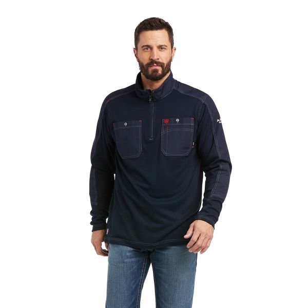 le bos Ariat Navy FR DuraLight 1/4 Zip Men's Work Shirt 10035378