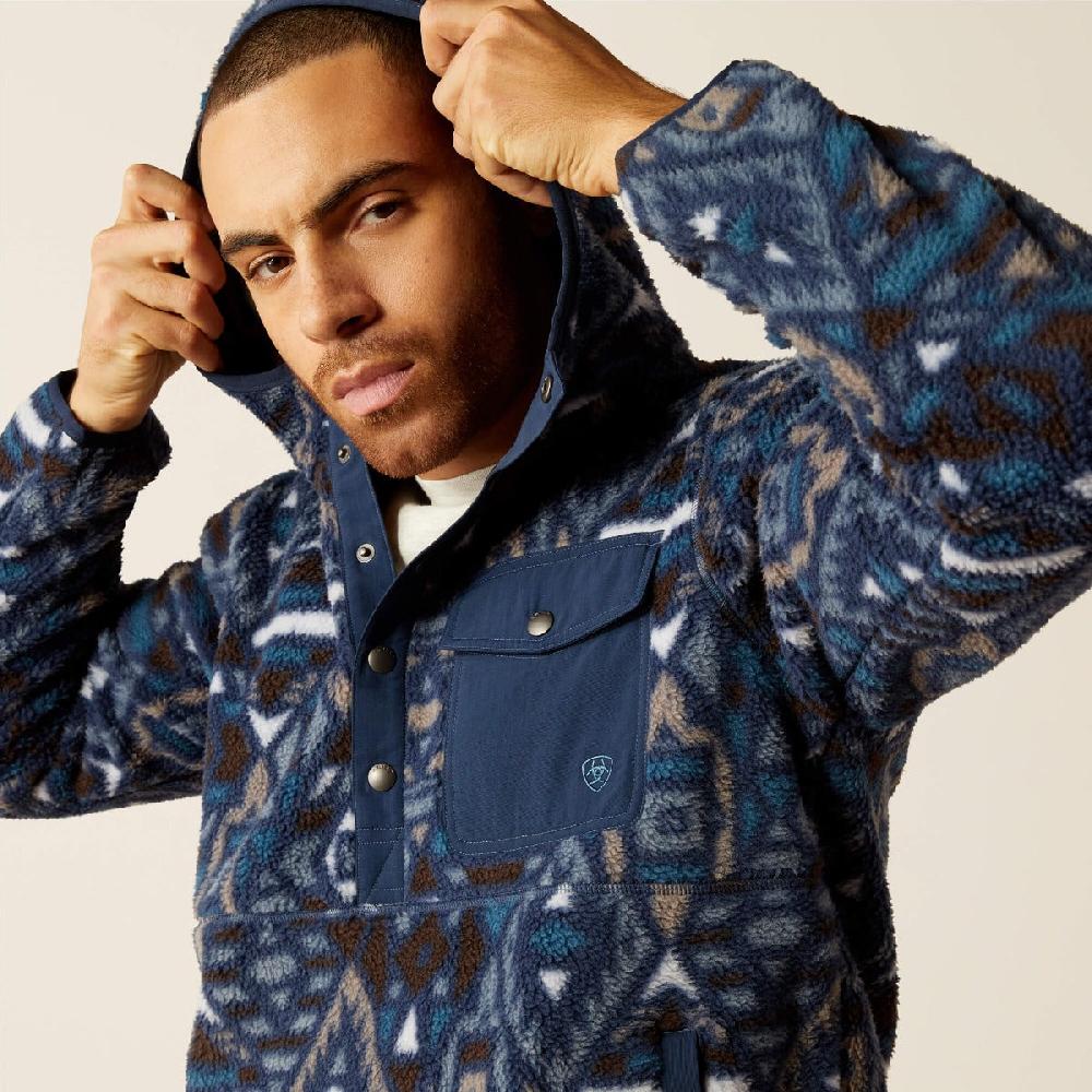 Le Bos Ariat Navy Southwest Polar Beach Fleece Men's Hoodie 10052996