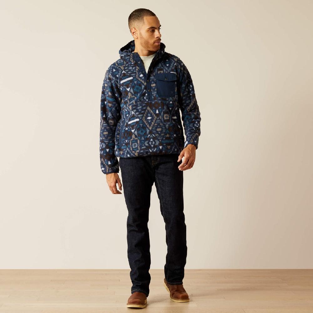 Le Bos Ariat Navy Southwest Polar Beach Fleece Men's Hoodie 10052996