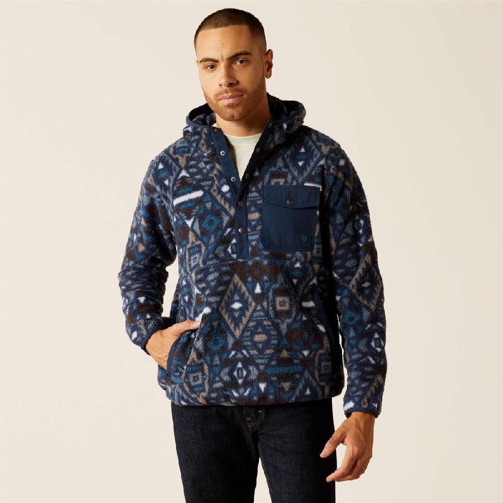 le bos Ariat Navy Southwest Polar Beach Fleece Men's Hoodie 10052996
