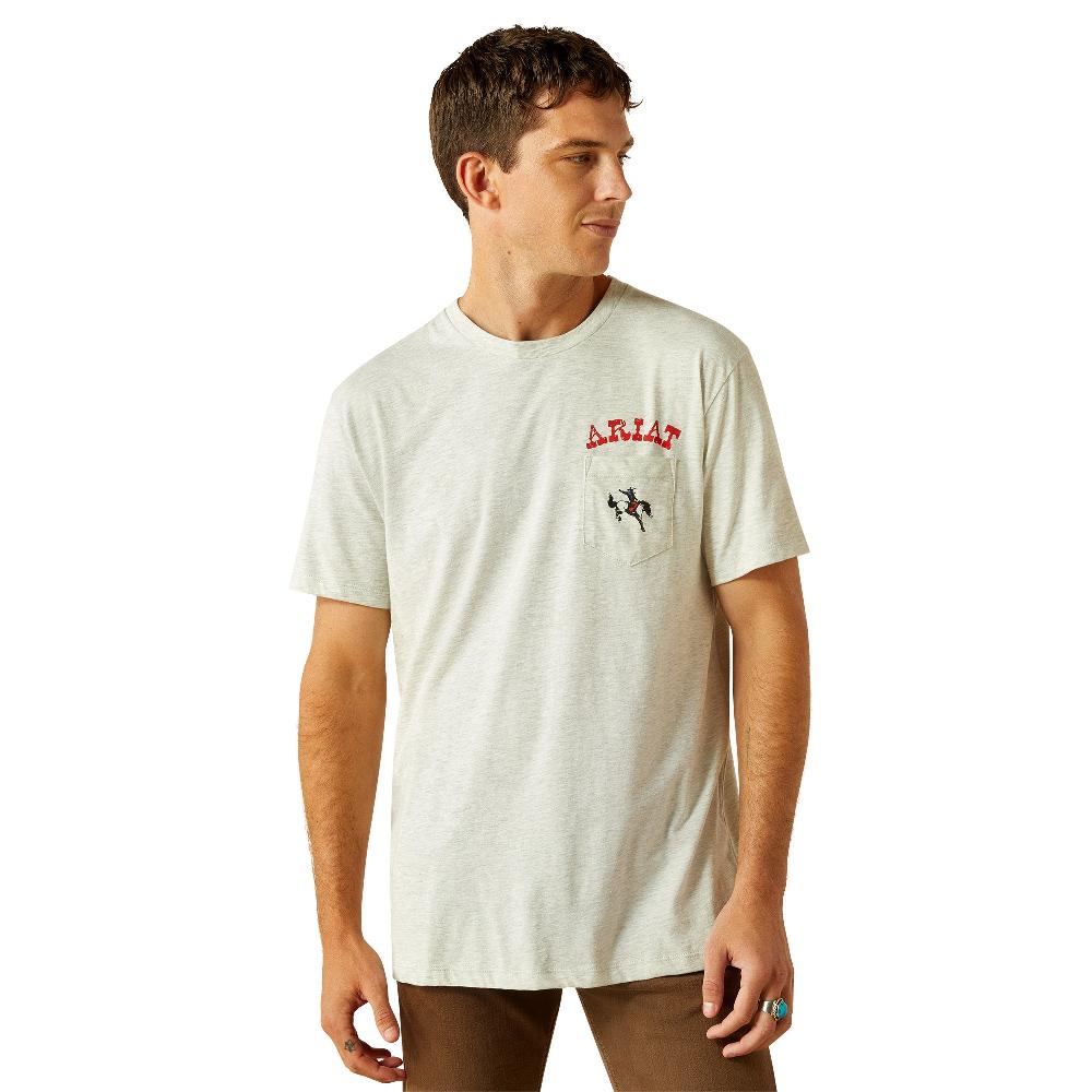 le bos Ariat Oatmeal Heather Men's Bronc Pocket T-Shirt 10058895