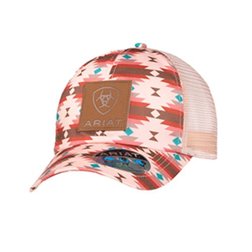 le bos Ariat Pink Southwestern Print Ponyflo Girls Cap A300087930