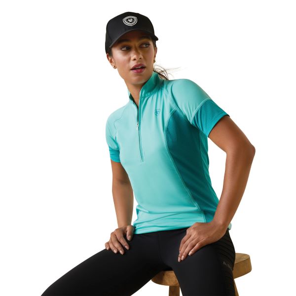 le bos Ariat Pool Blue/Viridian Green Cambria Jersey 1/4 Women's Baselayer Top 10043470