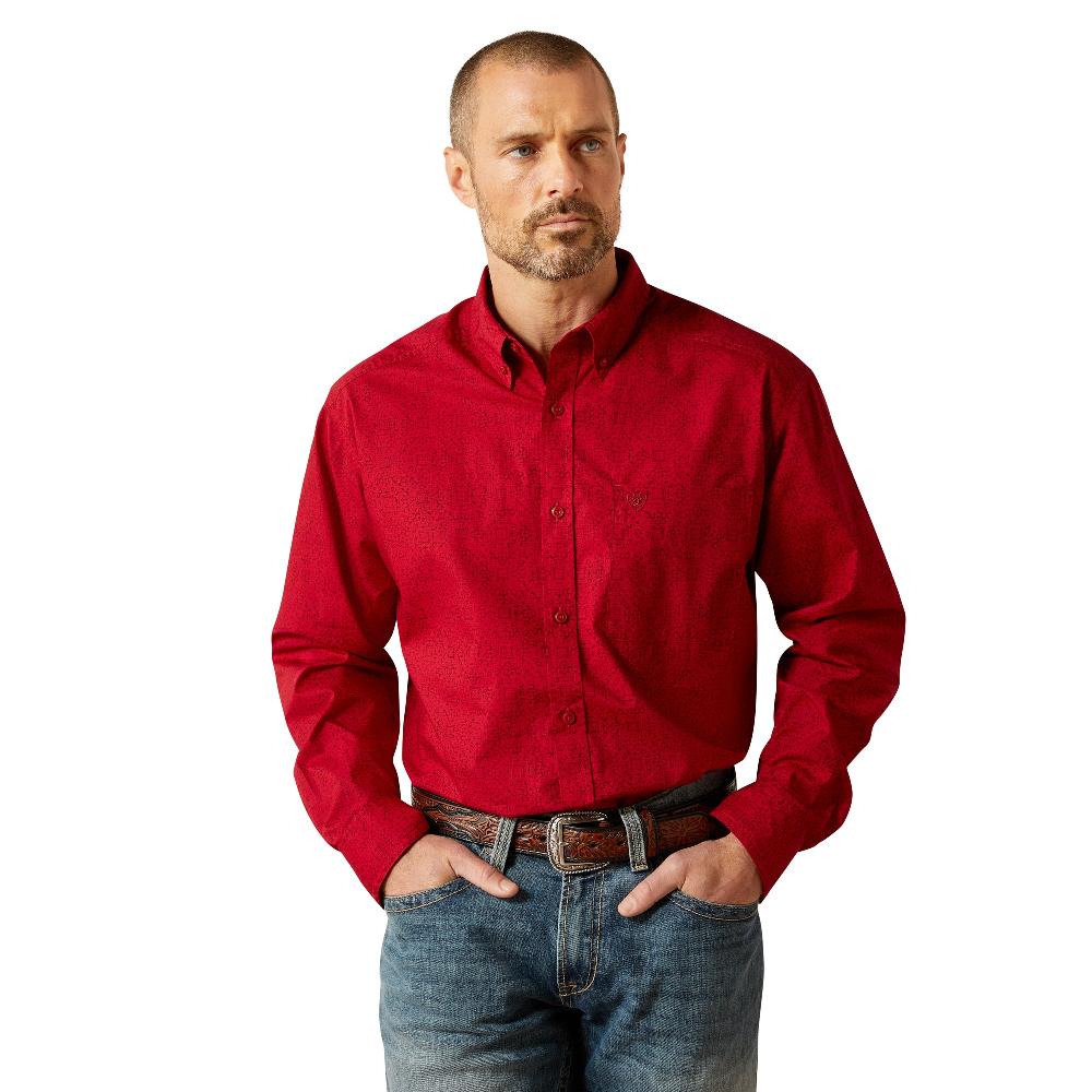 le bos Ariat Red Classic Fit Men's Longsleeve Button Front Shirt 10065853