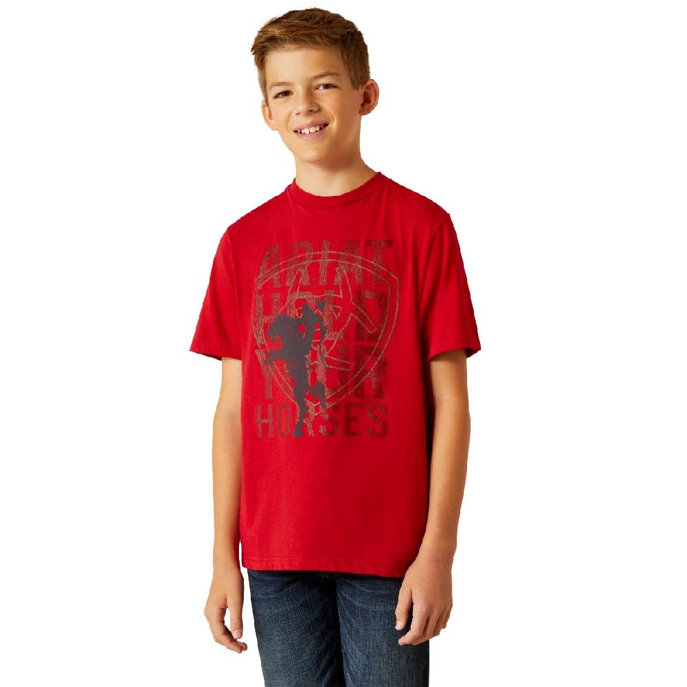 Le Bos Ariat Red Hold Your Horses Kids T-Shirt 10052578