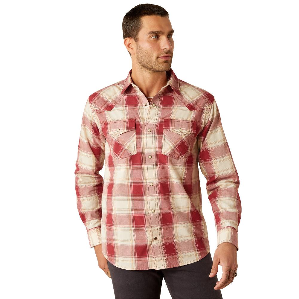 le bos Ariat Red Plaid Men's Hardwick Retro Fit Longsleeve Collared Shirt 10054706