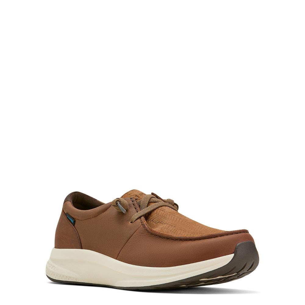 le bos Ariat Reliable Brown/Tan Woven Emboss Buckeye Men's Waterproof Shoes 10061126