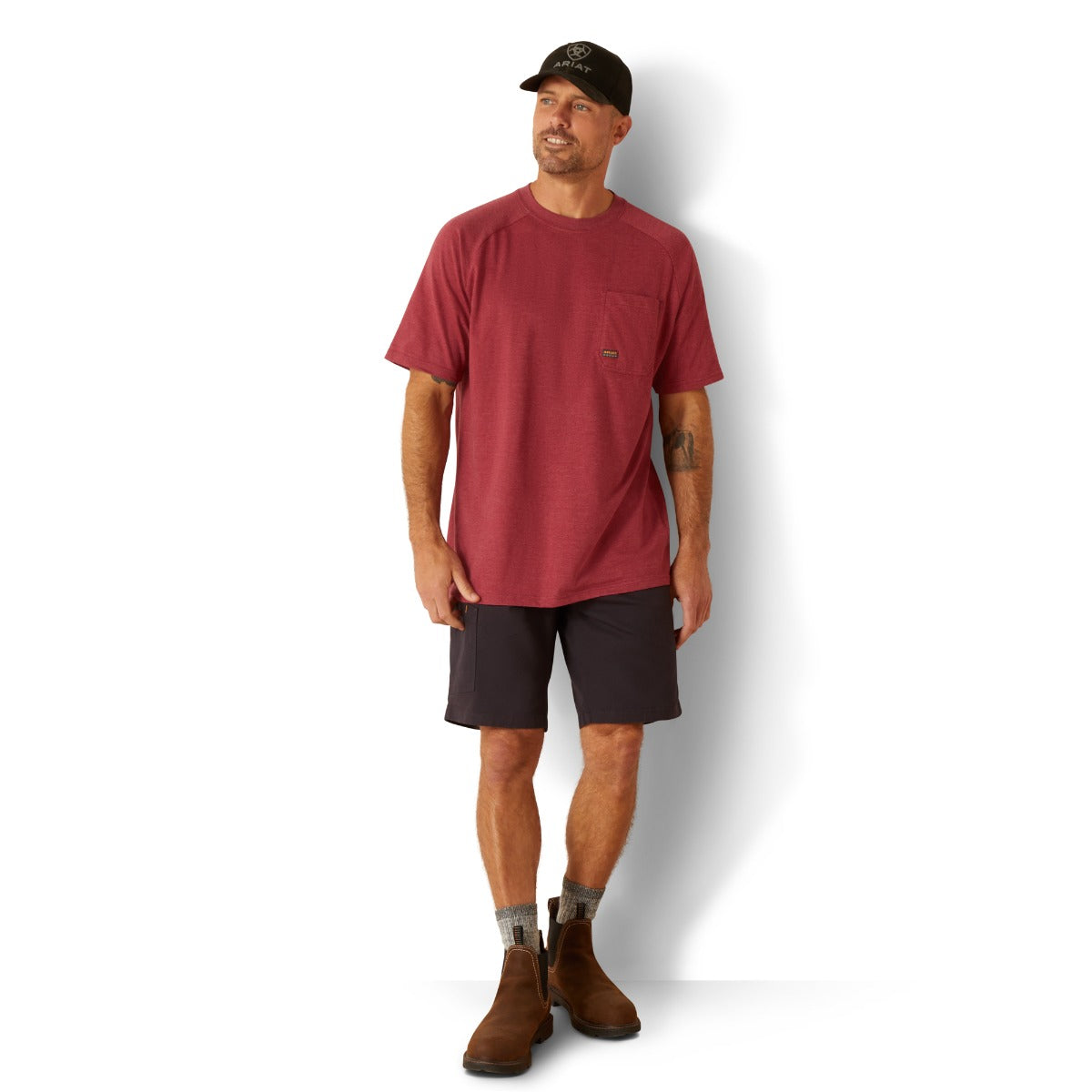 Le Bos Ariat Roan Rouge Heather Rebar Cotton Strong Men's T-Shirt 10048890