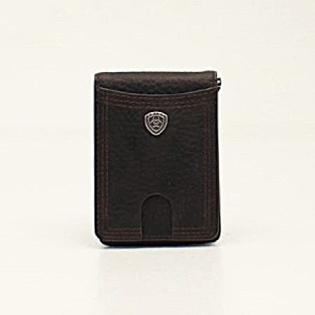 le bos Ariat Rowdy Brown Men's Bifold Money Clip with Ariat Shield Concho A35117282