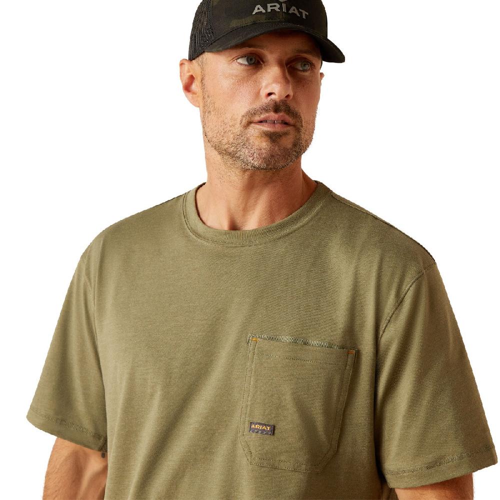 Le Bos Ariat Sage Heather Rebar Workman American Scream Men's Short Sleeve TShirt 10050812