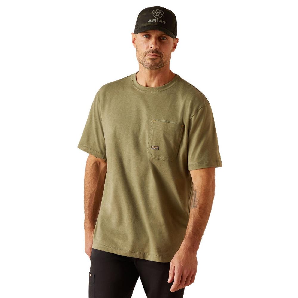 Le Bos Ariat Sage Heather Rebar Workman American Scream Men's Short Sleeve TShirt 10050812