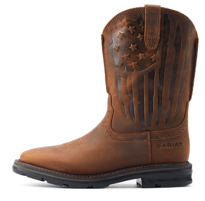 Le Bos Ariat Sierra Shock Shield Patriotic Brown Mens Western Work Boots 10044505