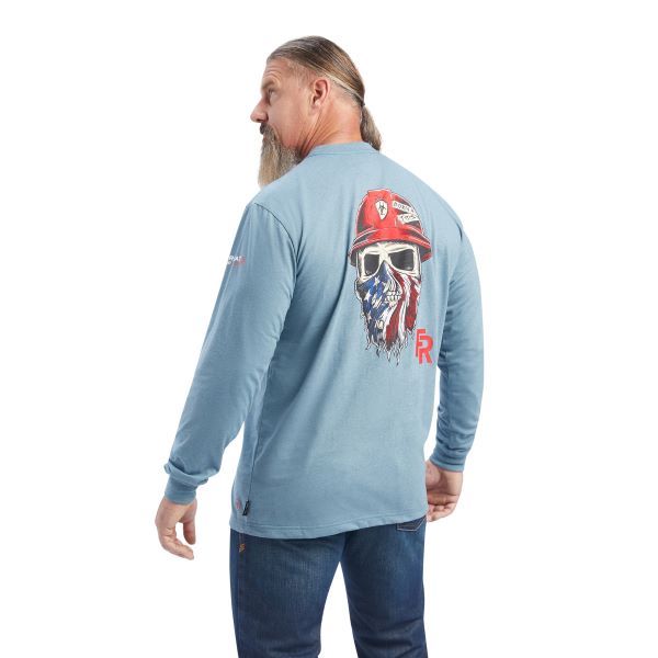 le bos Ariat Steel Blue Heather FR Born For This Men's Longsleeve T-Shirt 10041478