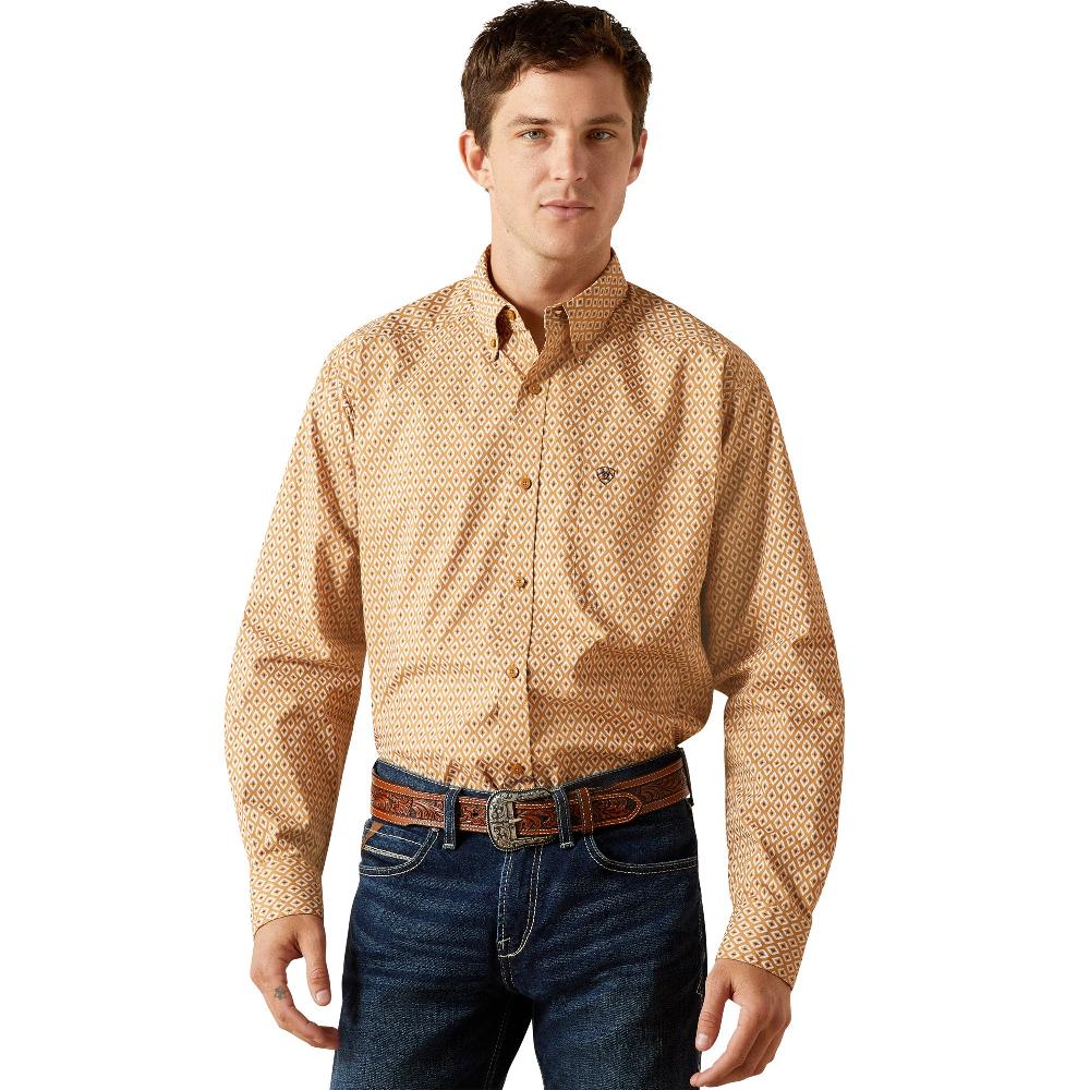 le bos Ariat Tan Burnis Men's Collared Longsleeve Button Front Classic Fit Shirt 10062211