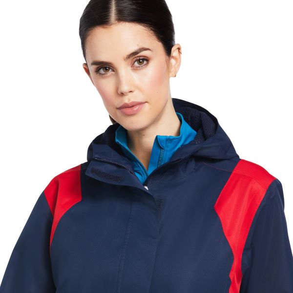 Le Bos Ariat Team Blue Red And White Spectator Waterproof Womens Jacket 10039216