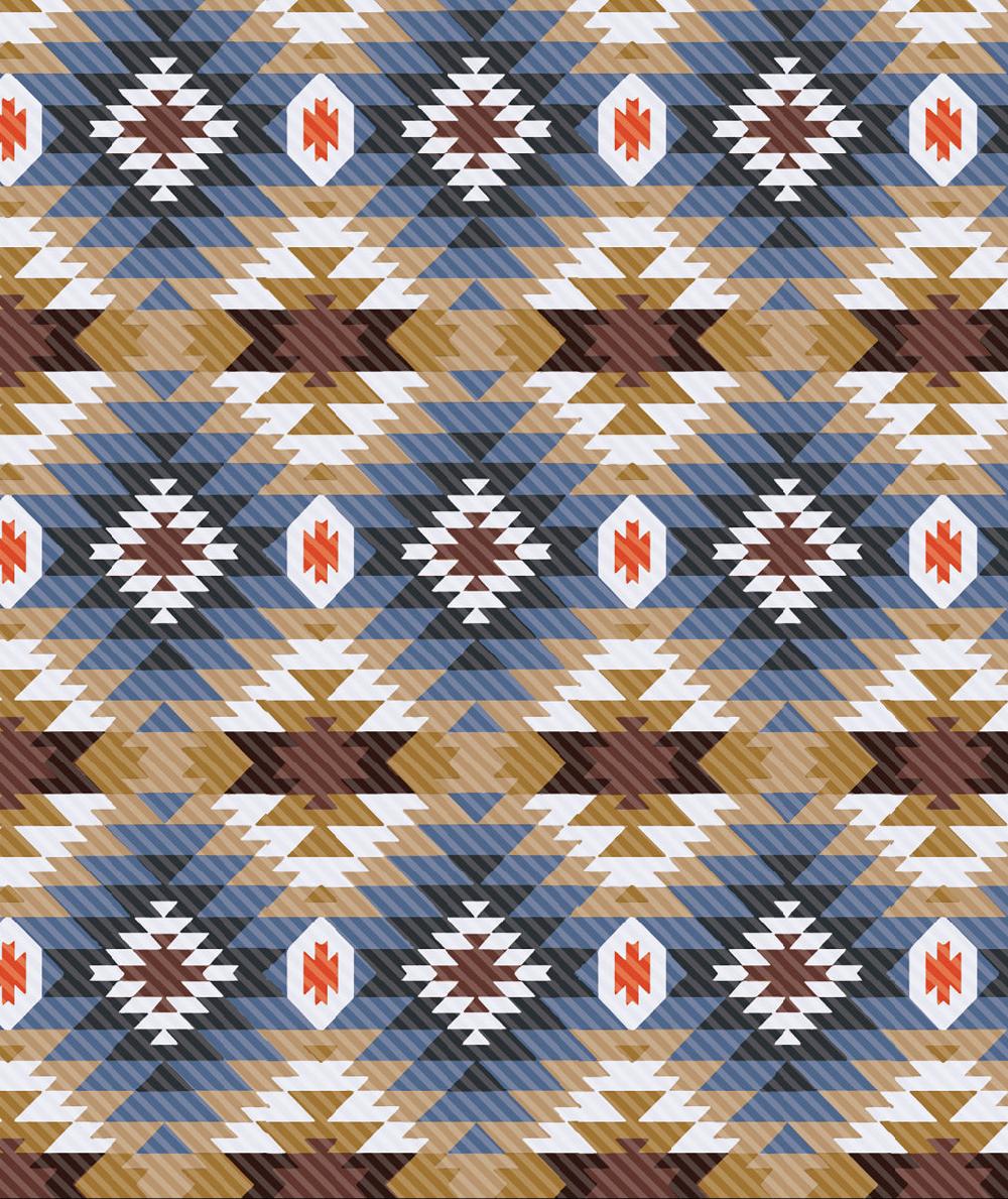 Le Bos Ariat Tennessee Brown Sugar And Steel Blue Aztec Print Classic Fit Collared Men's Longsleeve Shirt 10052613