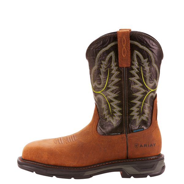Le Bos Ariat Tumbled Bark WorkHog XT Waterproof Carbon Toe Mens Pull On Work Boots 10024966
