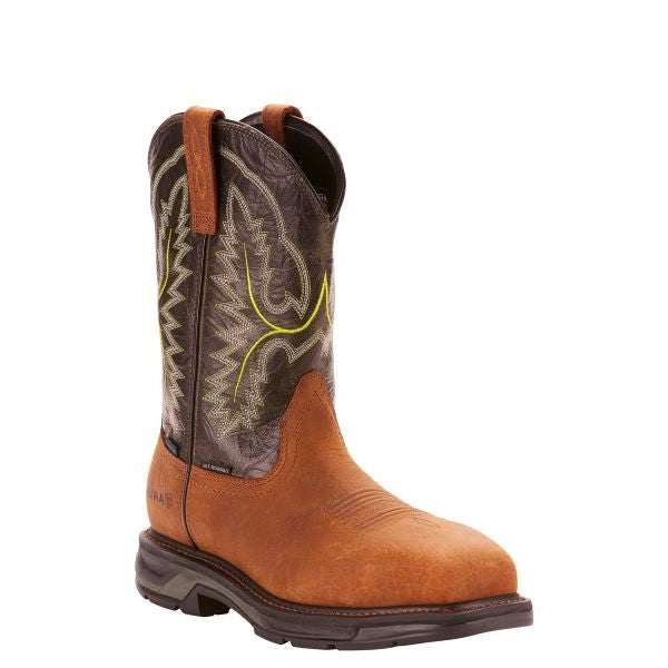le bos Ariat Tumbled Bark WorkHog XT Waterproof Carbon Toe Mens Pull On Work Boots 10024966