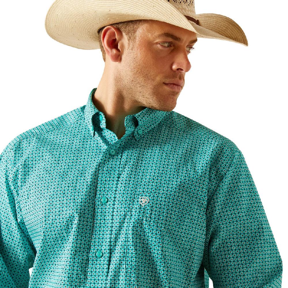 Le Bos Ariat Turquoise MNS Jaylin Men's Classic Fit Collared Longsleeve Button Down Shirt 10051459