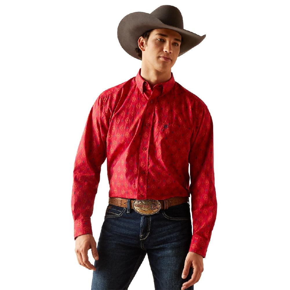 le bos Ariat Weg Red Parsons Collared Classic Fit Men's Button Down Long Sleeve Shirt 10047156