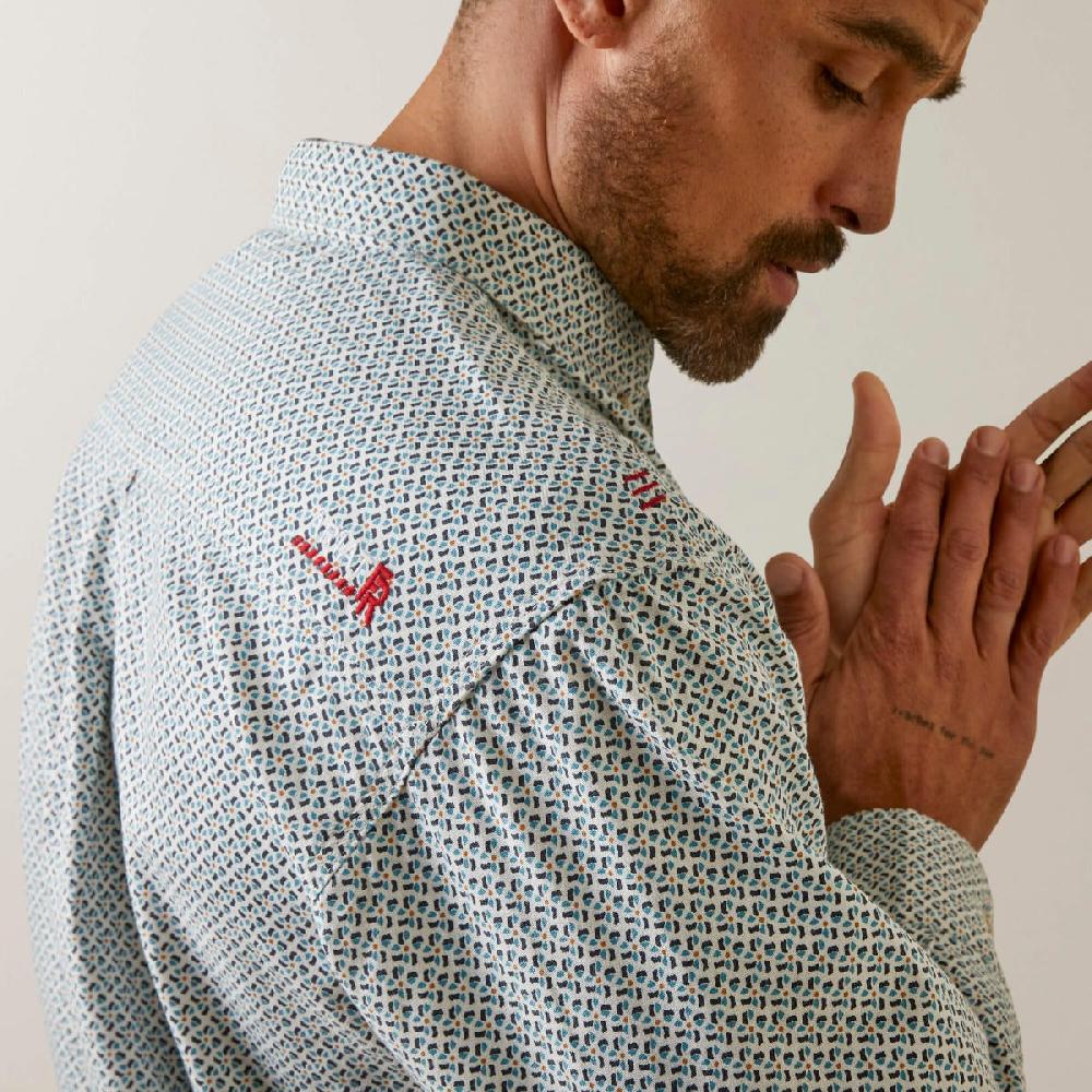 Le Bos Ariat White FR Hoss Logo DuraStretch Men's Work Shirt 10046545