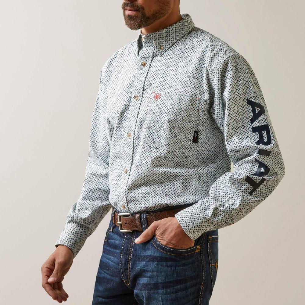 Le Bos Ariat White FR Hoss Logo DuraStretch Men's Work Shirt 10046545